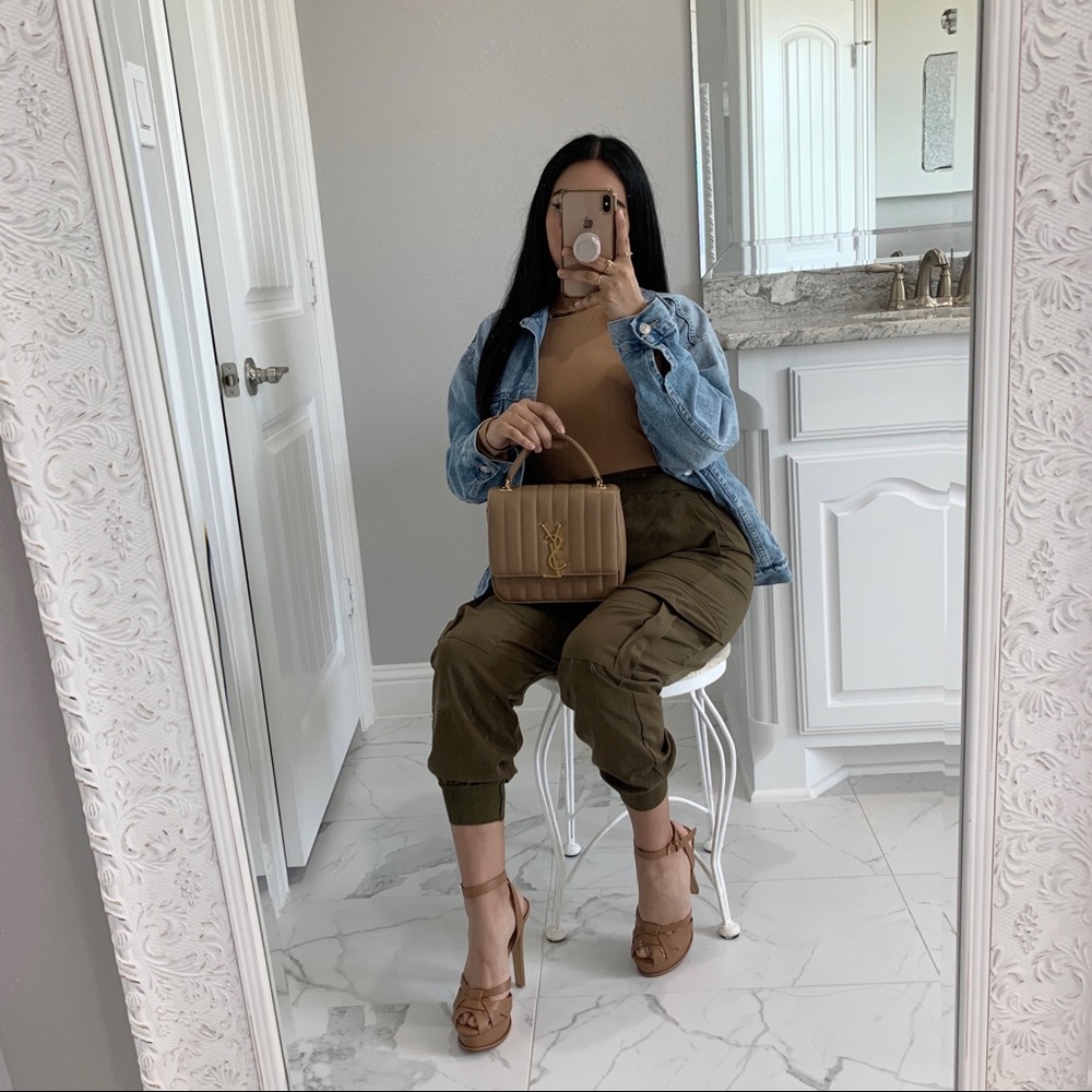 Zara green pull on cuffed cargo pants